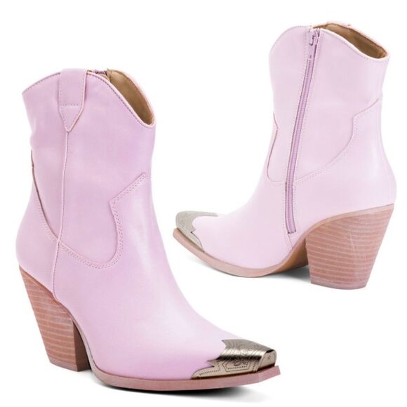 Free People Brayden Western Boot Leather Rose Pink 39/9 NEW - Picture 5 of 5